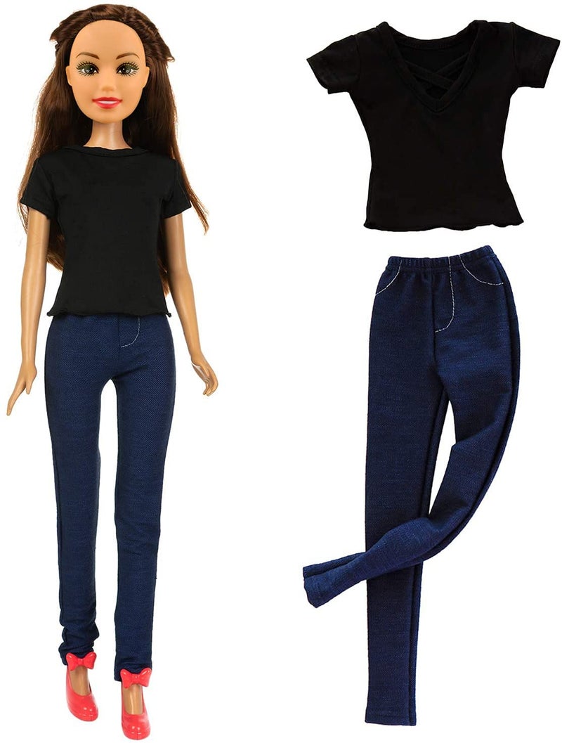 ZITA ELEMENT 3 Sets Fashion 28 Inch Girl Doll Clothes Dress Outfits - Quality Casual Wear Clothes Set, Fashion Sun Flower Off Shoulder Dress and Sequined Flared Pants for 28 Inch Girl Doll Clothing - Image 5